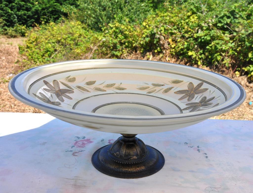 grand plat fruitier sur pied arte murano, Antiquités & Art, Antiquités | Verre & Cristal, Enlèvement ou Envoi