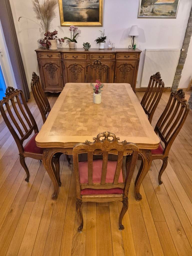 Salle à manger en chêne massif de haute qualité, Maison & Meubles, Enlèvement, Comme neuf, Classique, 6 à 8 chaises