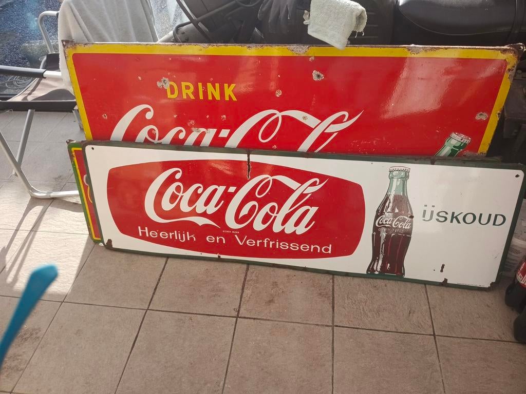 Coca Cola emaillebord 1960 ?  , 145x43 cm, Ophalen