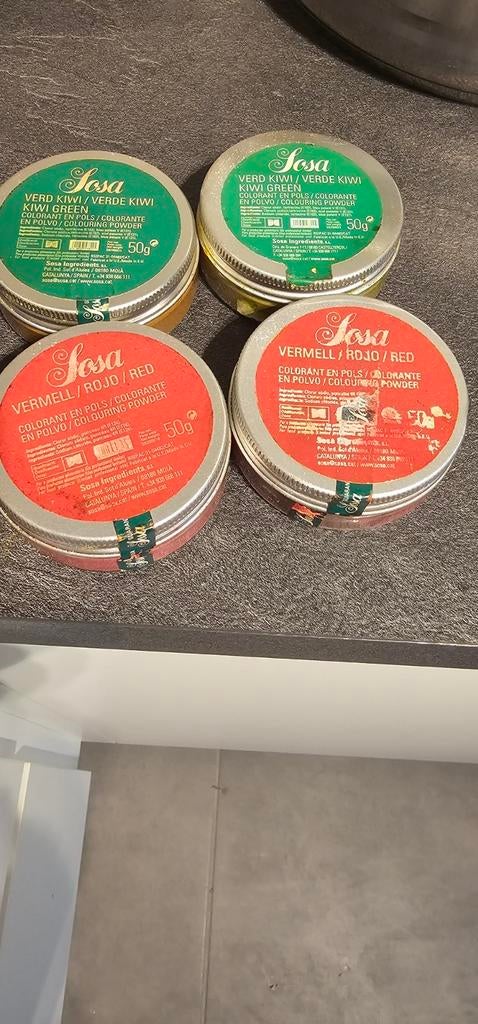 Natuurlijk kleur poeder, rood en groen, 4 doosjes, Zakelijke goederen, Ophalen of Verzenden