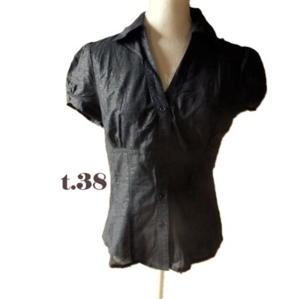 (4)- chemisier femme t.38 noir brillant - kilky -, Maat 38/40 (M), Zwart, Ophalen of Verzenden, Kilky