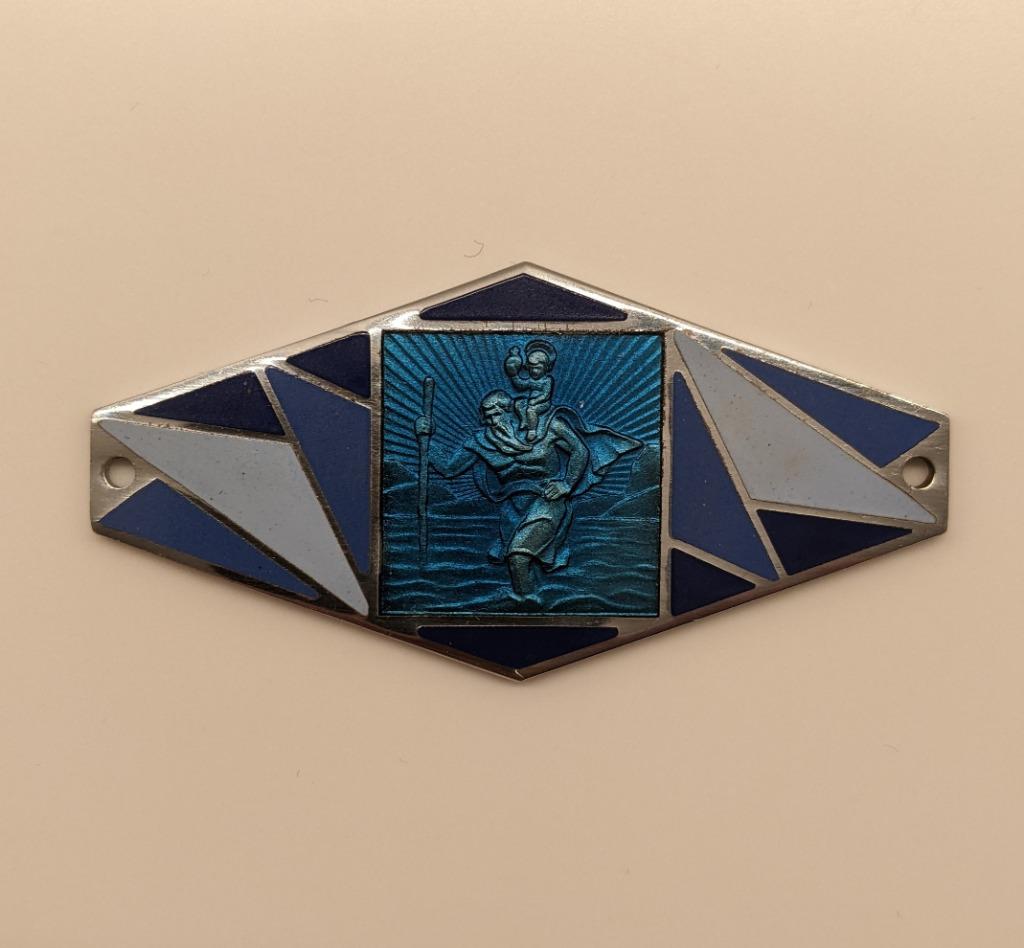 Auto dashboard plaquette met H. Christoffel, Antiek en Kunst, Ophalen of Verzenden