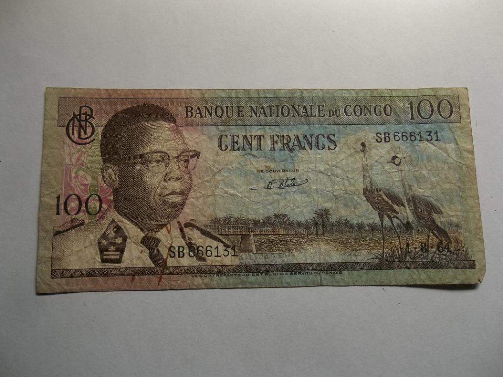 Banque Nationale du Congo 100 francs - 1-8-1964 ++zeldzaam++, Antiek en Kunst, Ophalen of Verzenden