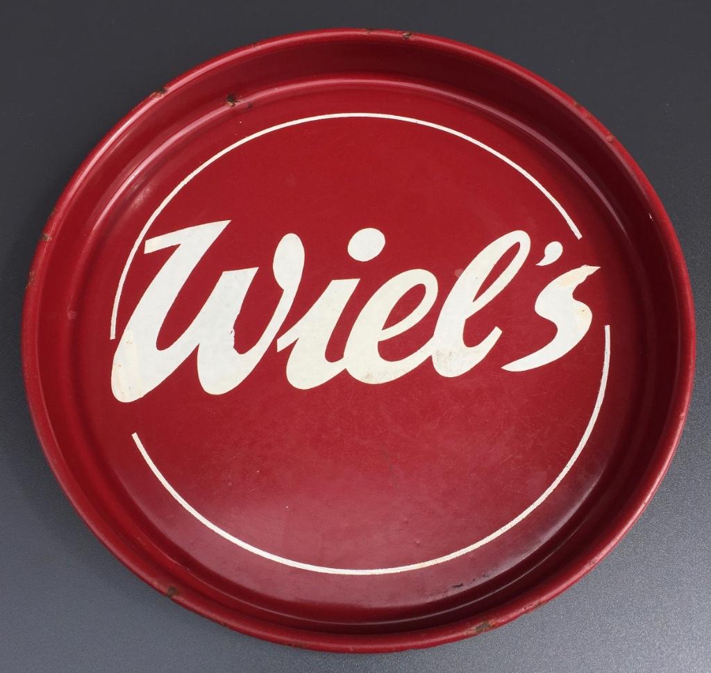 Bierplateau emaille, dienblad Wiel's, Verzamelen, Biermerken, Ophalen of Verzenden, Gebruikt, Reclamebord, Plaat of Schild, Overige merken