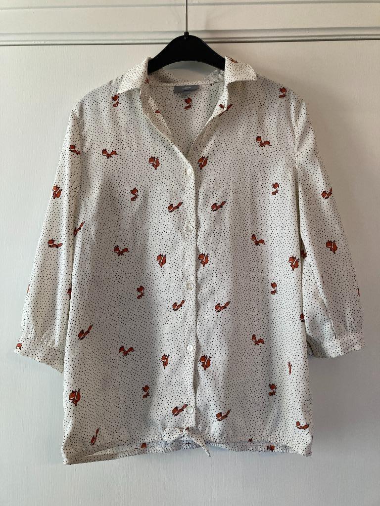 Gepunt bloesje met vosjes - JBC - maat 164, Kinderen en Baby's, Kinderkleding | Maat 164, Gebruikt, Meisje, Overhemd of Blouse