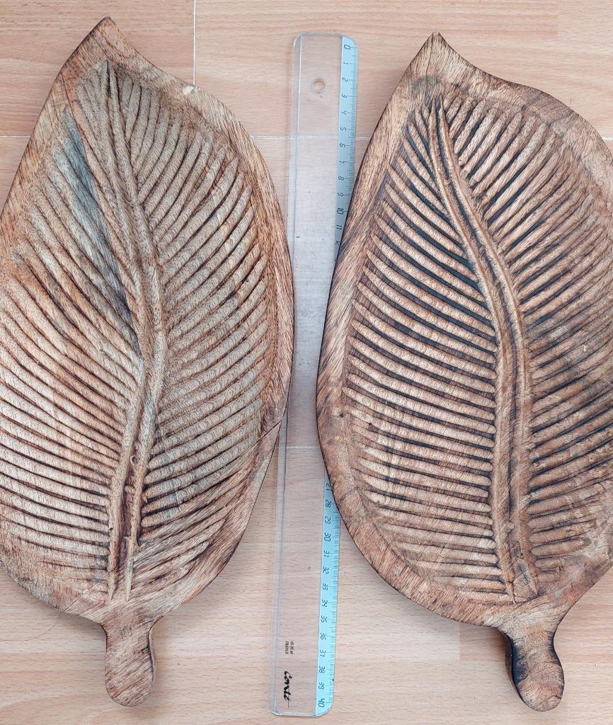 2 plateaux de service en forme de feuille, assiettes à charc, Enlèvement ou Envoi, Utilisé, Autres types, Autres matériaux