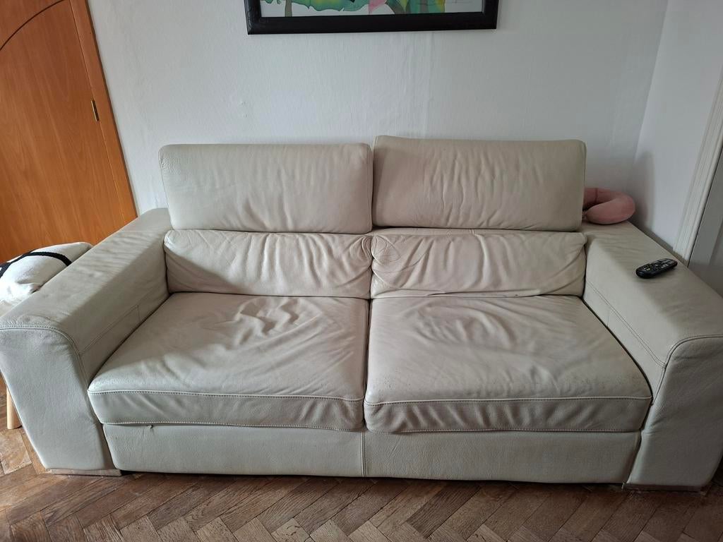 Canapé cuir avec assises coulissantes. 2 m 10.chateau d AX., Maison & Meubles, Enlèvement, Cuir