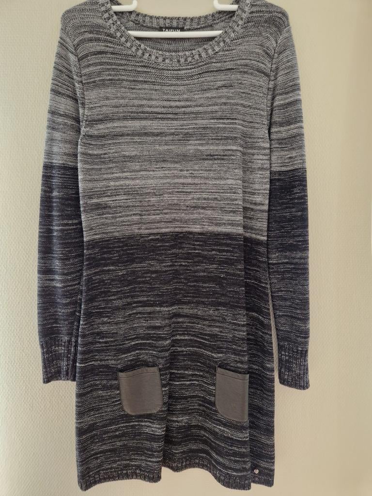 Jurk 'Taifun' gebreid grijs/zwart maat 40, Kleding | Dames, Ophalen of Verzenden, Gedragen, Zwart