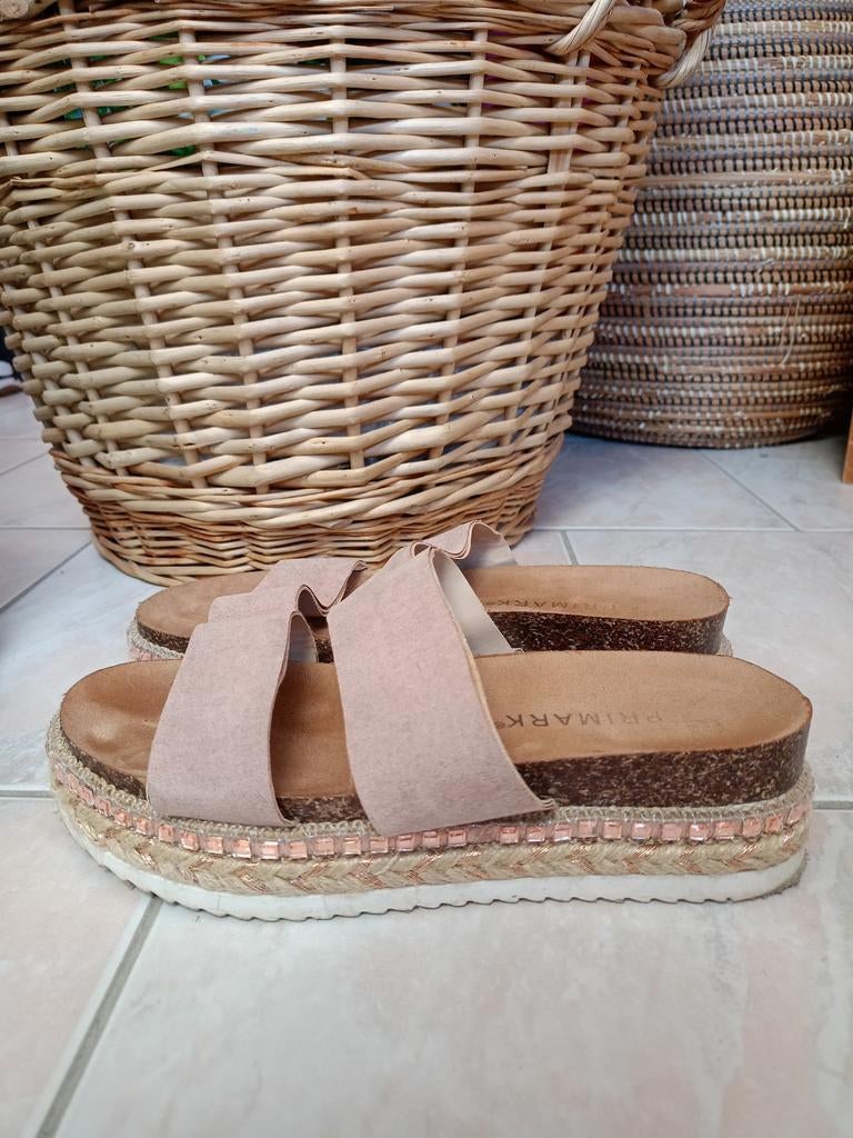 Mules à strass, Primark, Beige, Comme neuf, Sandales et Mûles