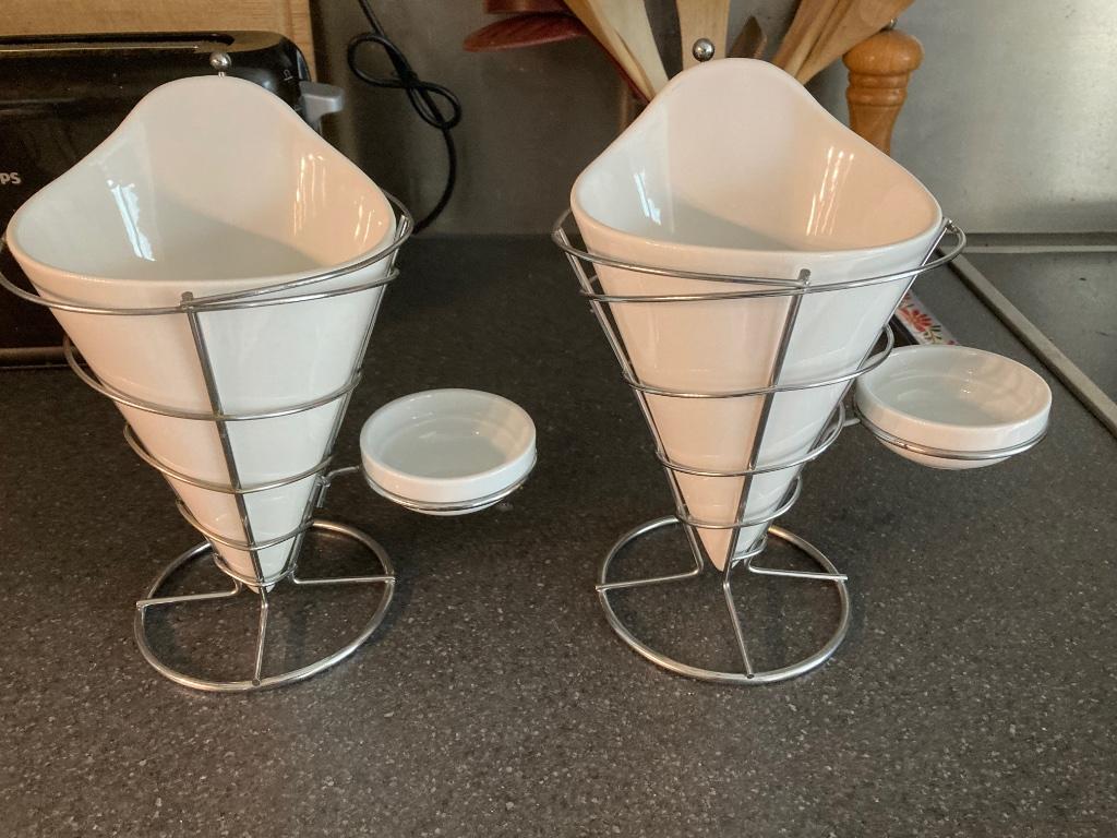 Frietzakken inox/porselein (nieuw!), Ophalen of Verzenden, Nieuw, Porselein