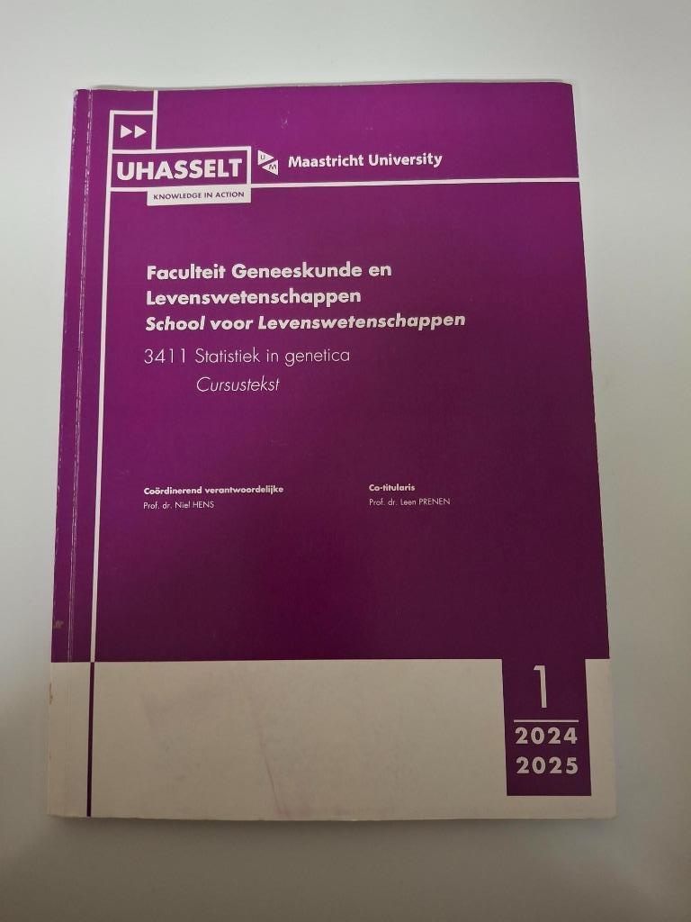 Studieboek Statistiek in genetica, Boeken, Studieboeken en Cursussen, Ophalen, Zo goed als nieuw