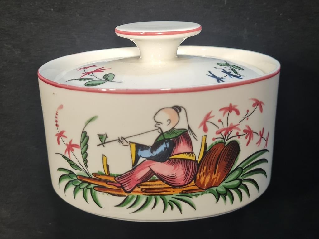 Boch porcelaine mandarin boîte couvercle céramique, Antiquités & Art, Enlèvement ou Envoi