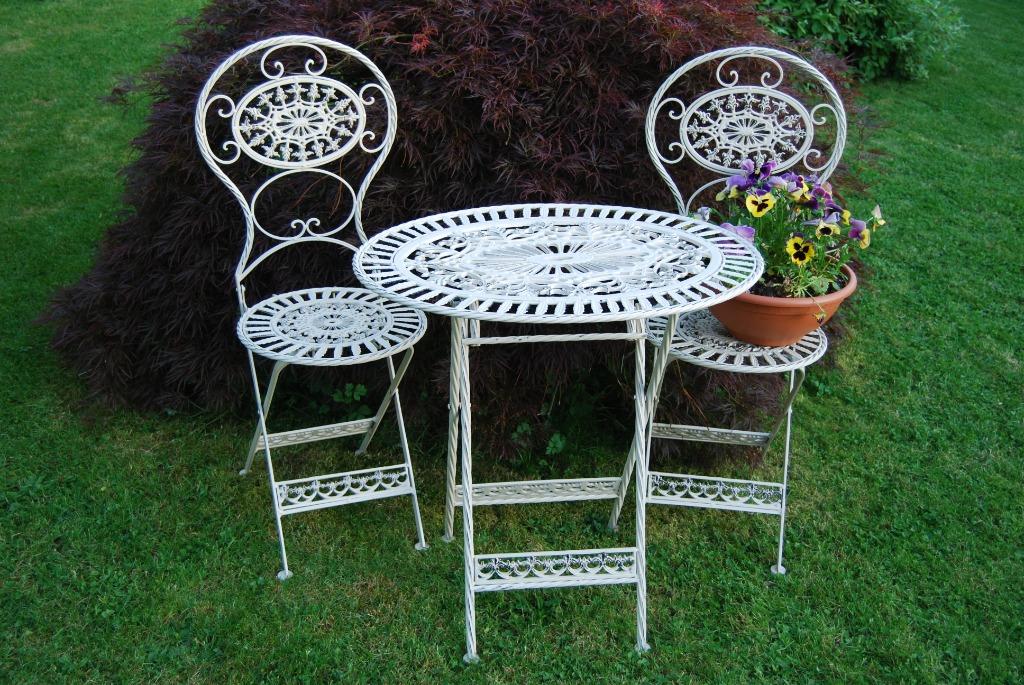 Ensemble de jardin en fer forgé (2 chaises et table pliantes, Neuf, Enlèvement, Autres matériaux, Sets de jardin