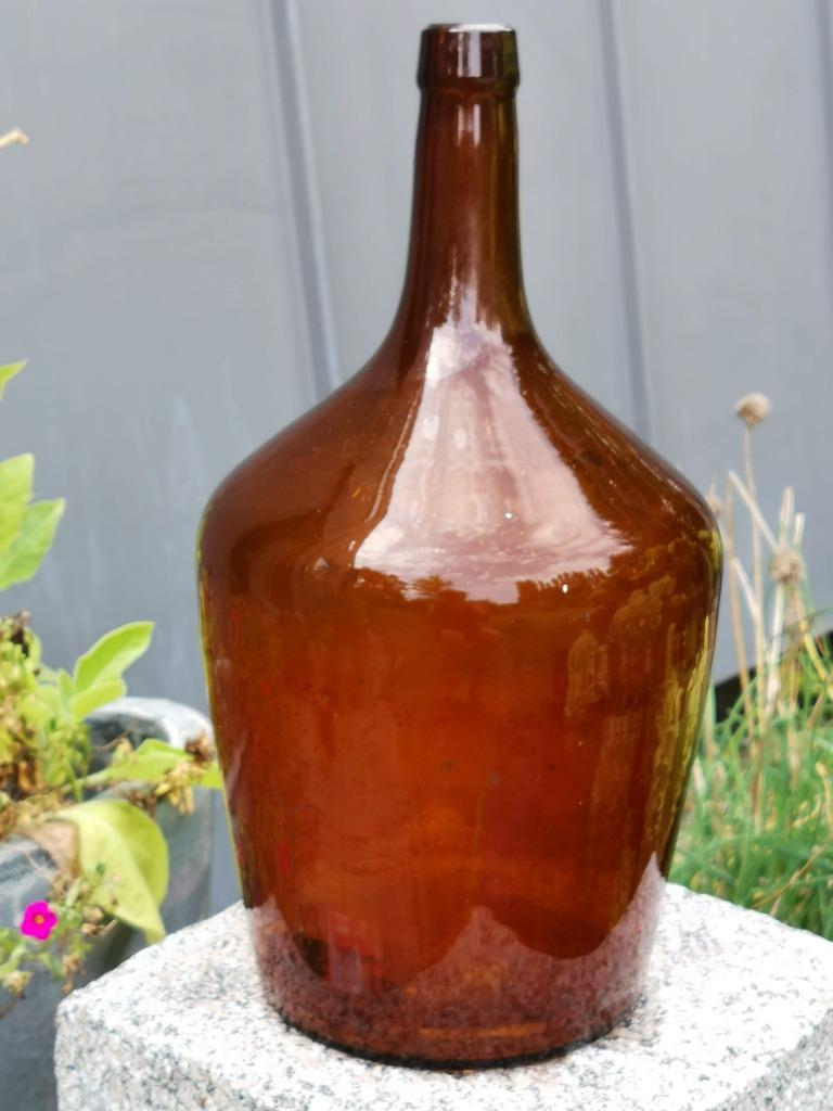 bruine dame jeanne - gistfles -  buikfles, Gebruikt, Overige kleuren, Ophalen of Verzenden, Glas