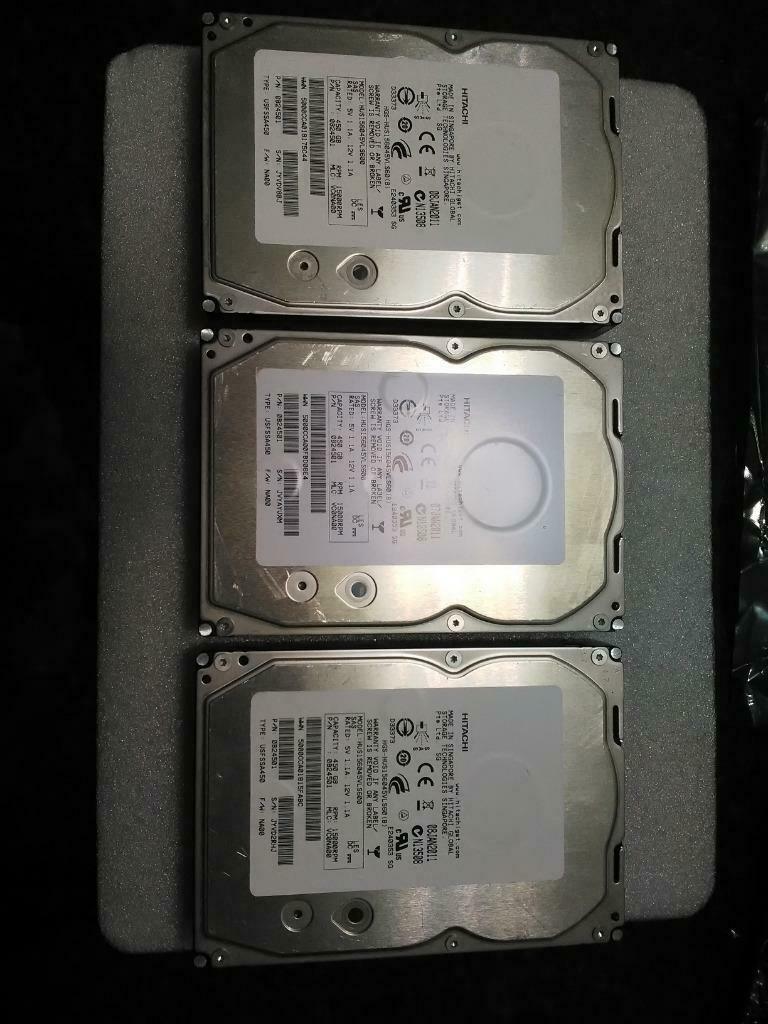 Lot de 3 disques durs Hitachi 450Gb 15K SAS = 1,35Tb, SAS, Enlèvement ou Envoi, HDD, Interne