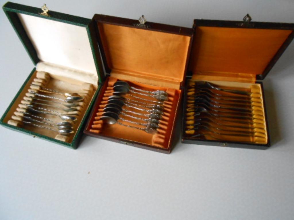 2 cuillères à café, cuillères à café, cuillère à dessert, st, Enlèvement ou Envoi, Utilisé, Métal, Couverts