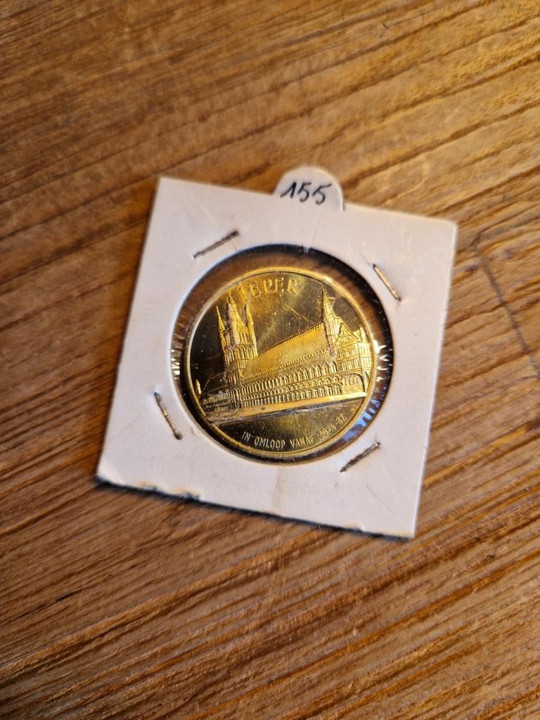Gemeente penning munt 1982 Ieper 100 katjes, Timbres & Monnaies, Pièces & Médailles, Enlèvement ou Envoi