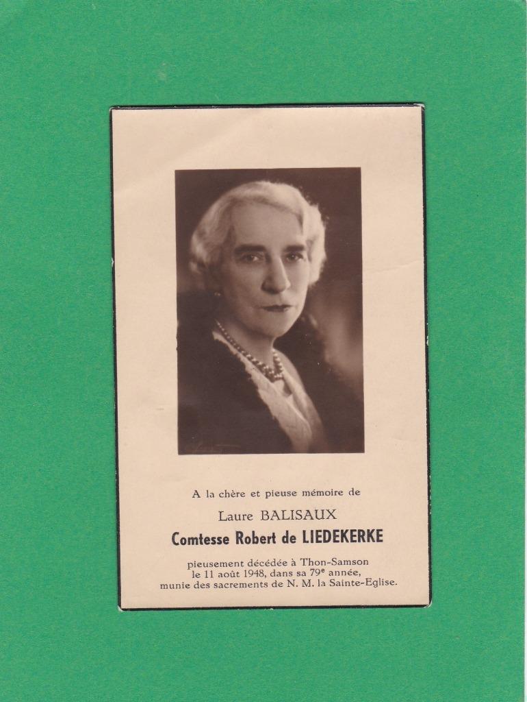 DP Comtesse Robert de Liedekerke (Adel), Collections, Images pieuses & Faire-part, Image pieuse, Envoi