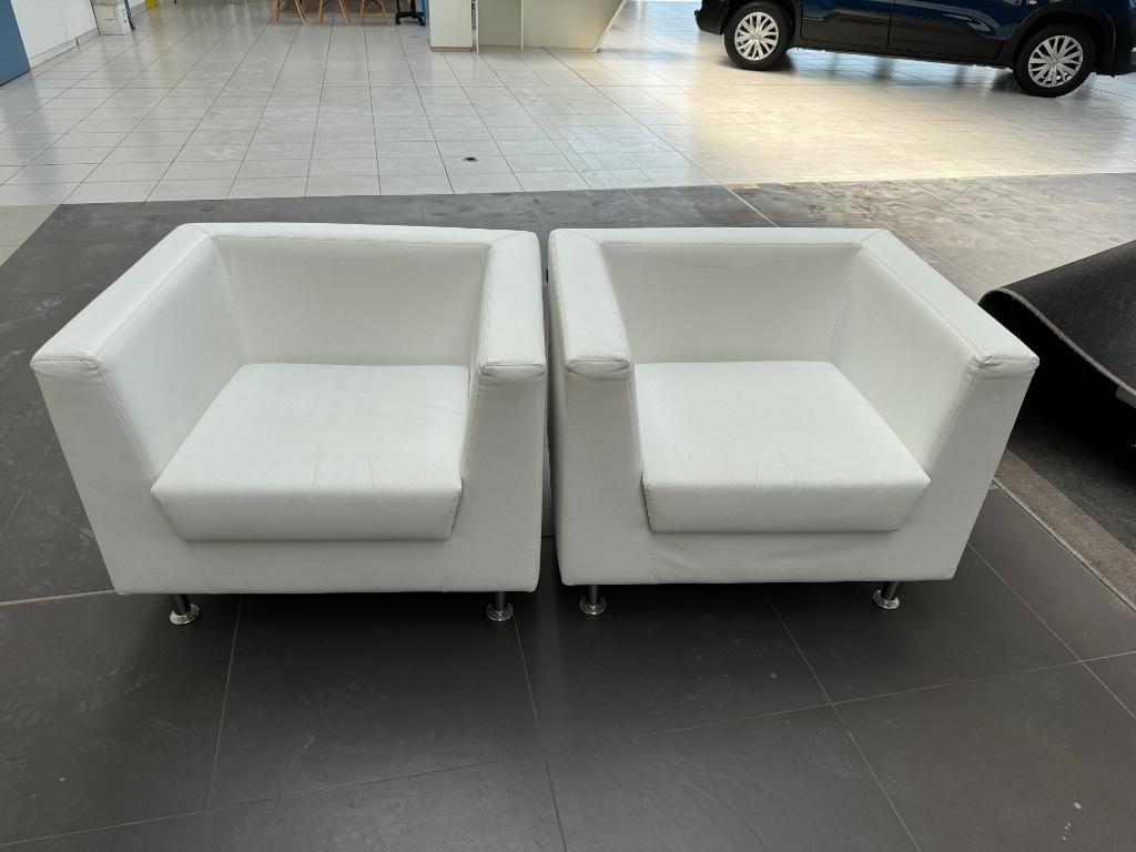 Fauteuil cuir blanc Aresline Naxos, Moins de 75 cm, Comme neuf, Enlèvement, Cuir