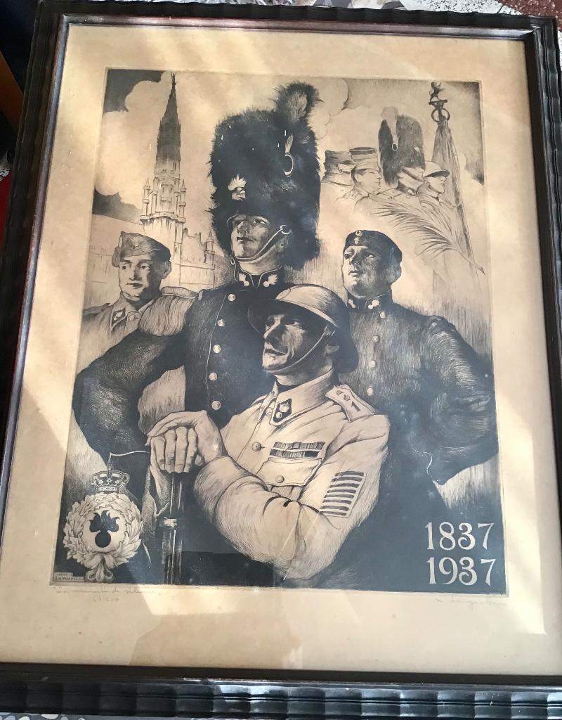 Œuvre de Maurice langaskens une minute de silence, Ophalen of Verzenden, Landmacht