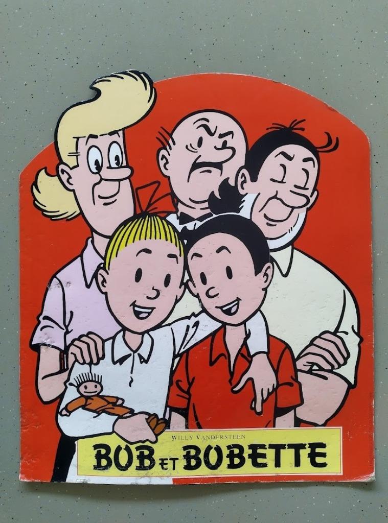 Vintage Reclamepaneel Karton Bob et Bobette - Suske & Wiske, Verzamelen, Ophalen, Suske en Wiske, Gebruikt, Plaatje, Poster of Sticker