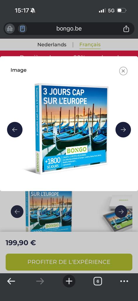 Bongo 3 jours cap sur l’Europe, Tickets & Billets, Deux personnes, 2 nuitées