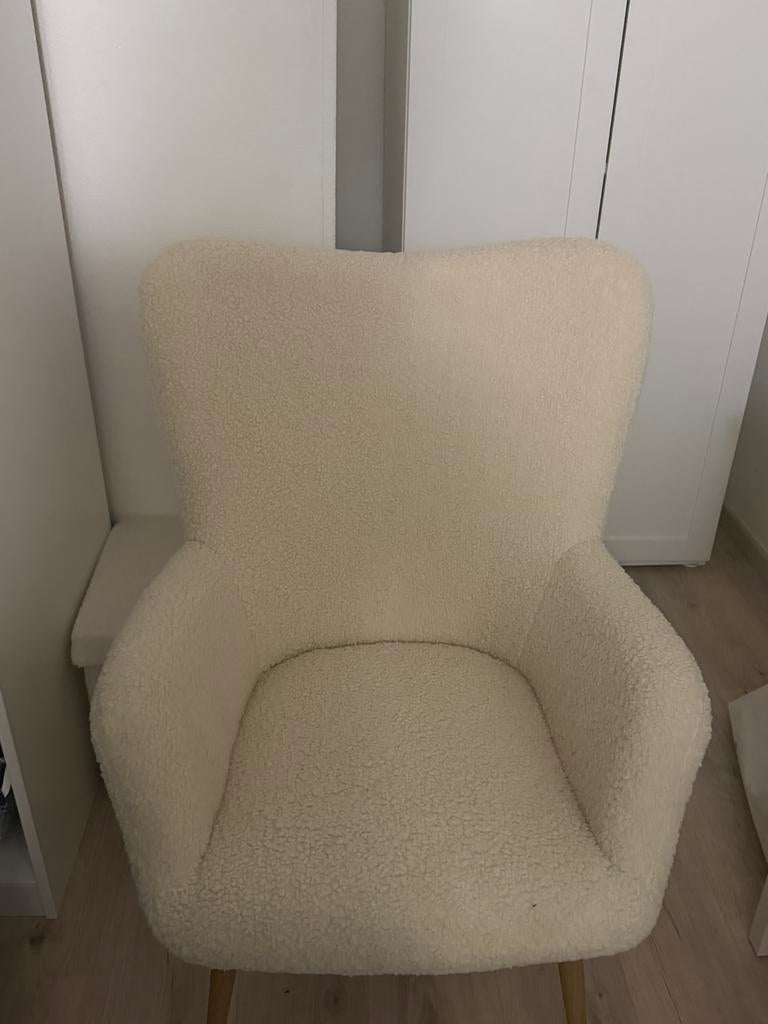 Fauteuil tissus teddy blanc, Enlèvement ou Envoi, Comme neuf, Tissus