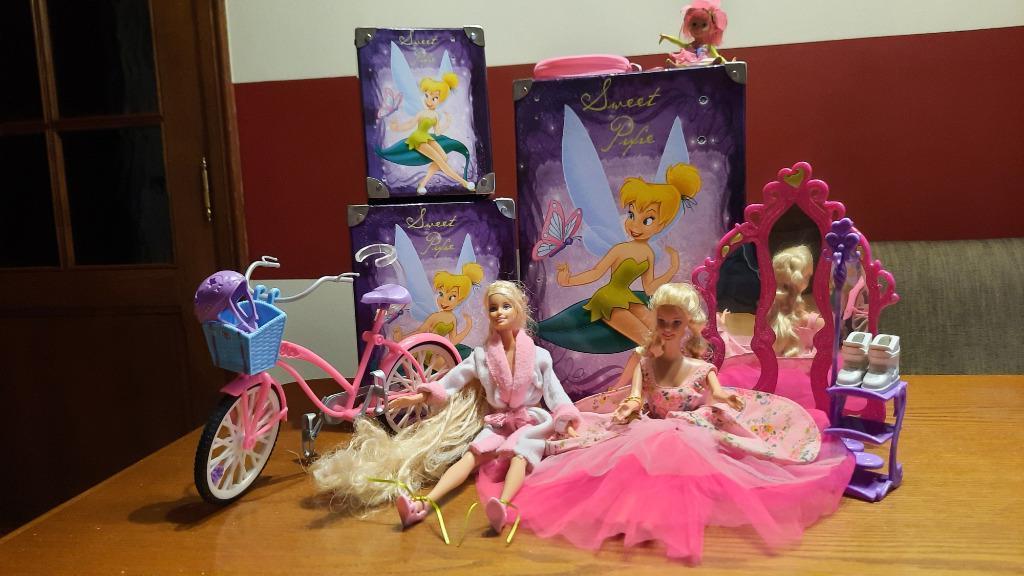 Barbies, accessoires et 3 boites Disney, Enlèvement, Utilisé