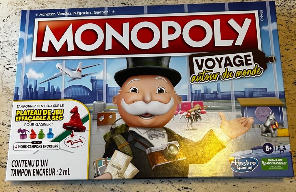 Jeu Monopoly Voyage autour du monde, Cinq joueurs ou plus, Enlèvement ou Envoi, Neuf, Hasbro