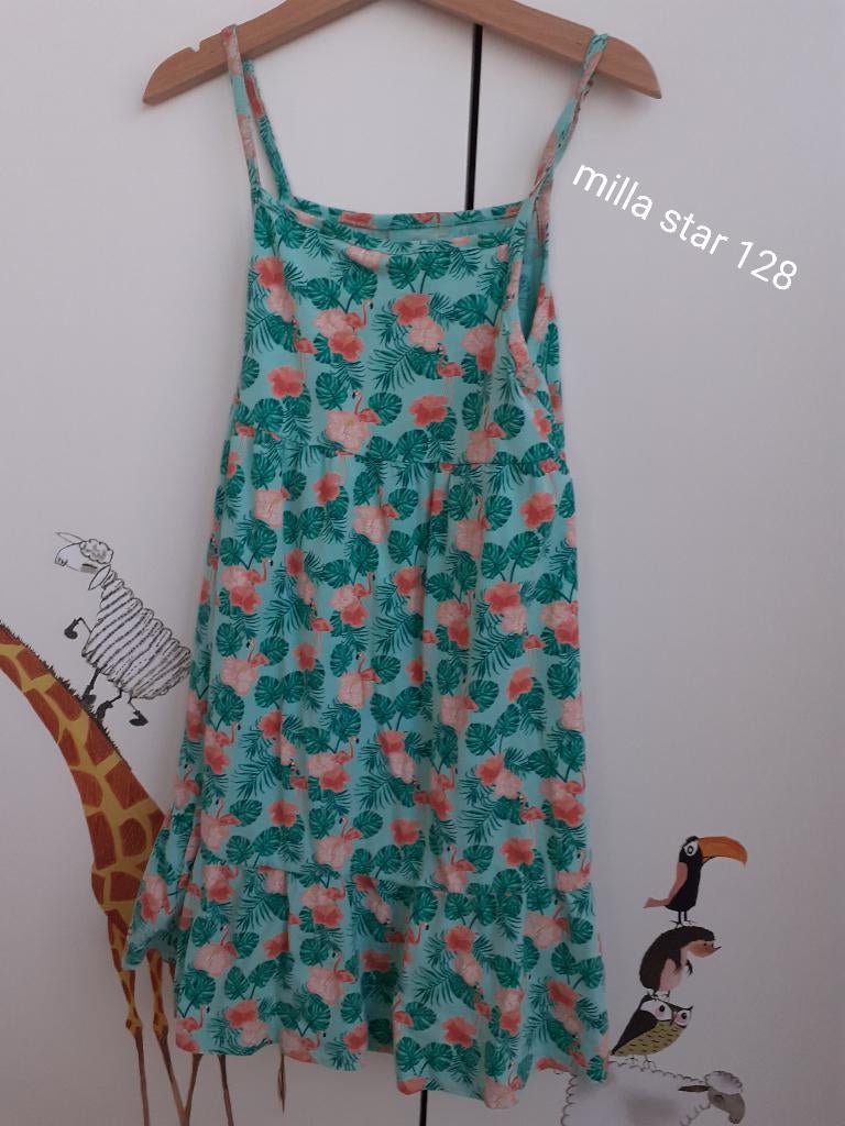 Kleedje Milla star maat 128 (lente/zomer) - flamingo’s, Meisje, Ophalen of Verzenden, Zo goed als nieuw, Jurk of Rok