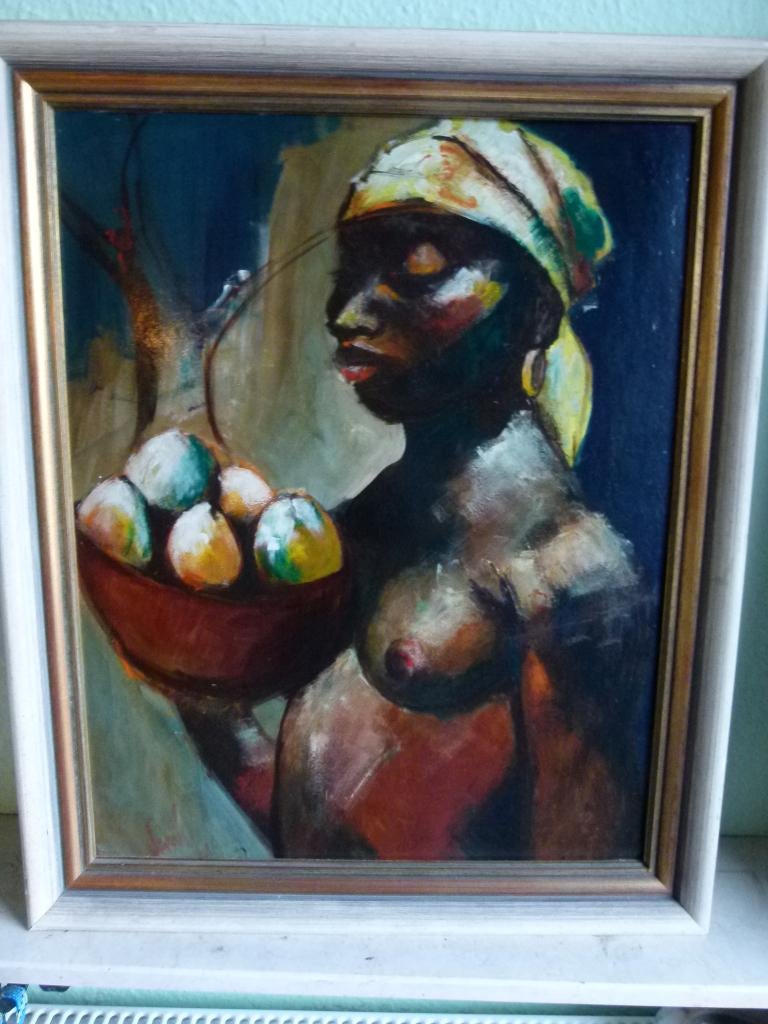 vintage schilderij `` Haïti Schone`` naakt 70er, Enlèvement, Maison et Meubles