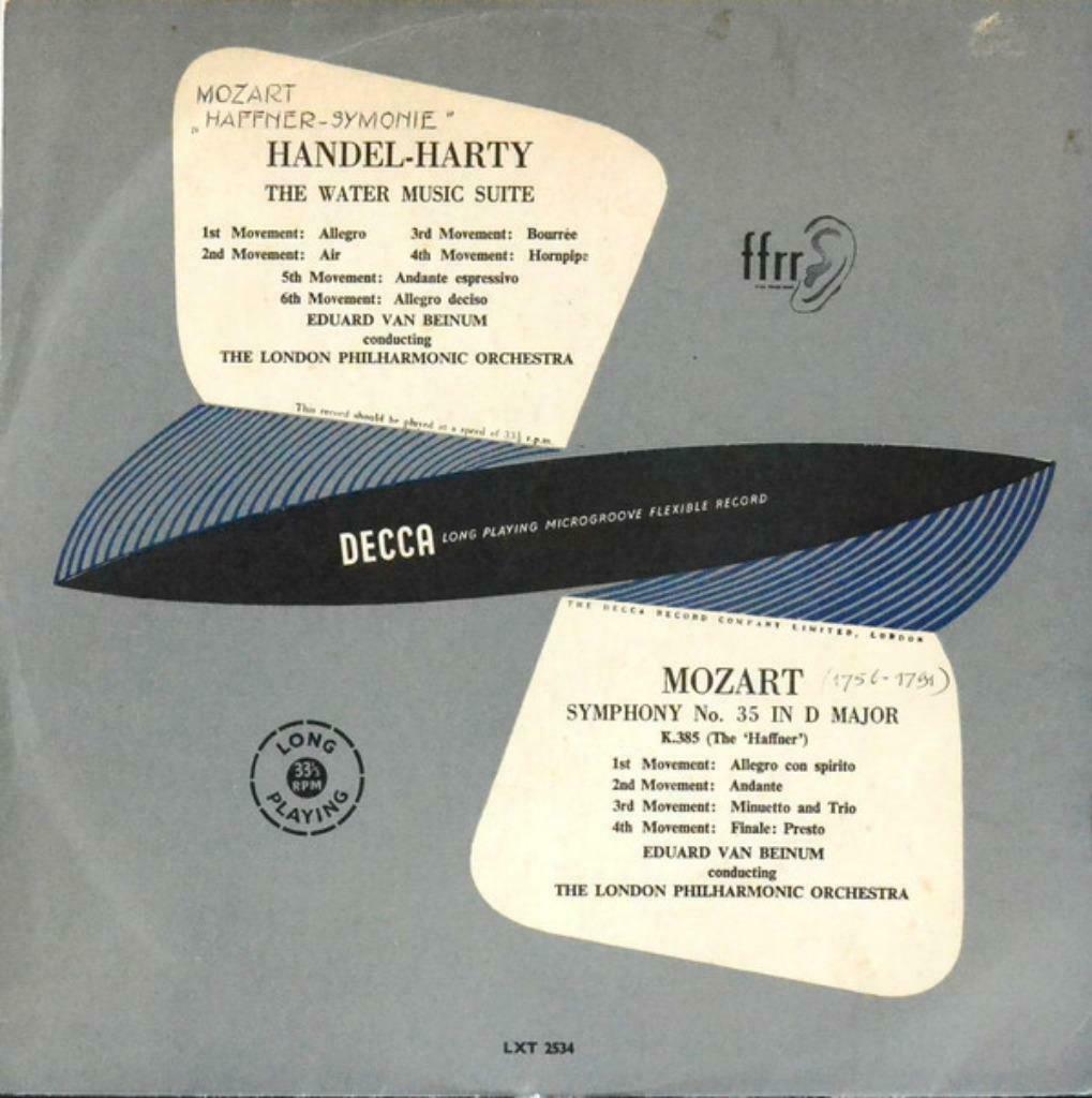 LP Handel Harty Mozart E Van Beinum London Phil Orch 1950, Cd's en Dvd's, Vinyl | Klassiek, Gebruikt, Ophalen of Verzenden, 12 inch