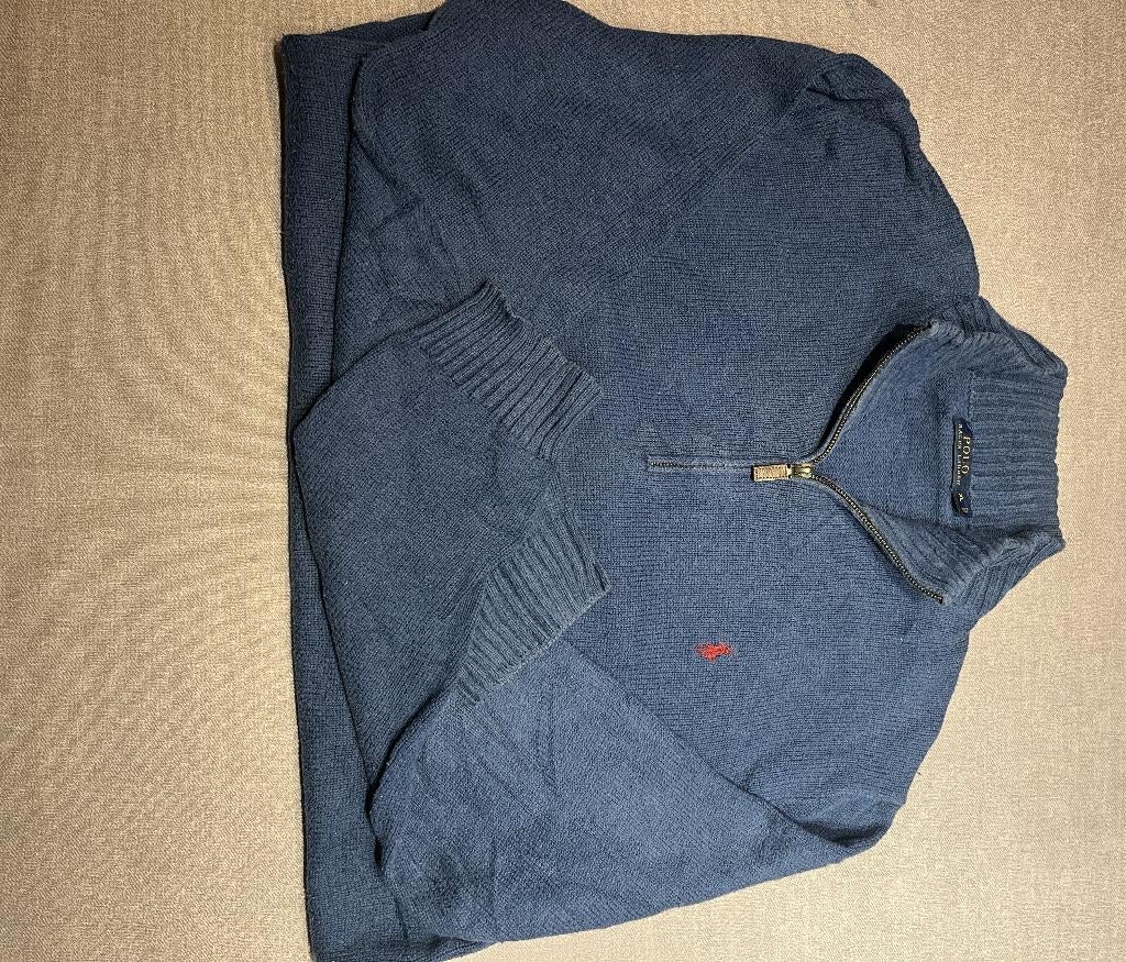 Donkerblauwe Polo Ralph Lauren half-zip trui XL, Blauw, Ralph Lauren, Maat 56/58 (XL), Ophalen of Verzenden