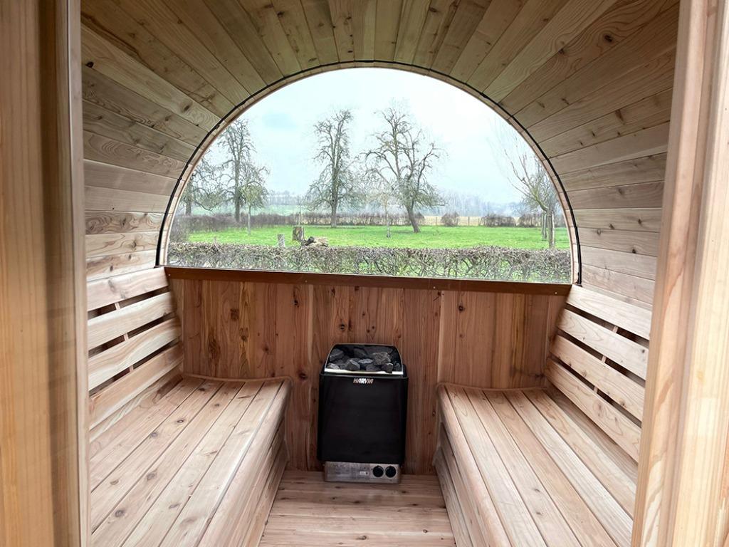 Barrelsauna 230 half panorama! Lente acties! Koopzondag!, Ophalen, Nieuw, Fins of Traditioneel, Complete sauna