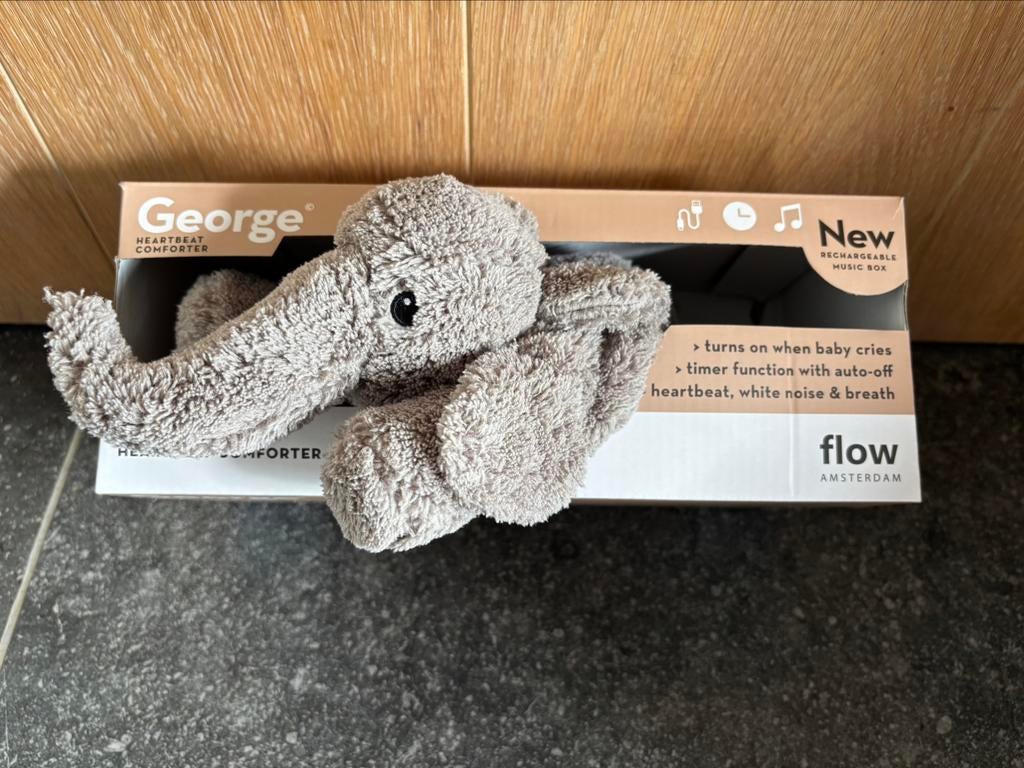 Flow Amsterdam oplaadbare hartslag knuffel george olifant, Ophalen, Nieuw