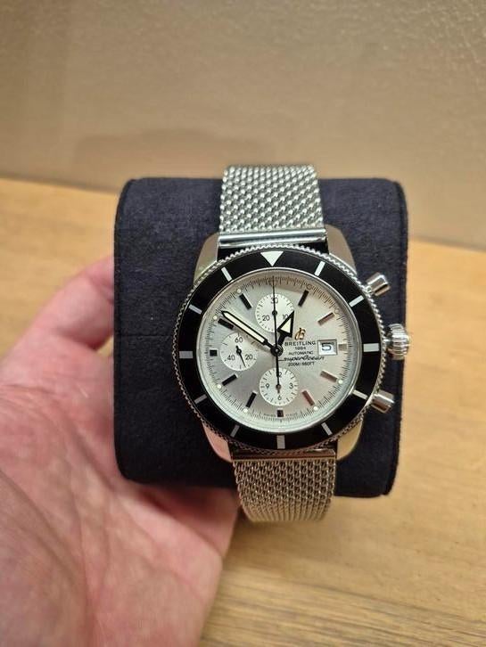 Breitling SuperOcean Heritage 46 A13320 full set Chrono auto, Ophalen of Verzenden, Zo goed als nieuw, Zilver
