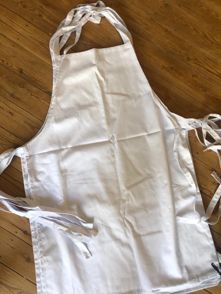 Tablier en sergé de coton (blanc) - 4 pièces, Enlèvement ou Envoi, Neuf, Blanc, Coton