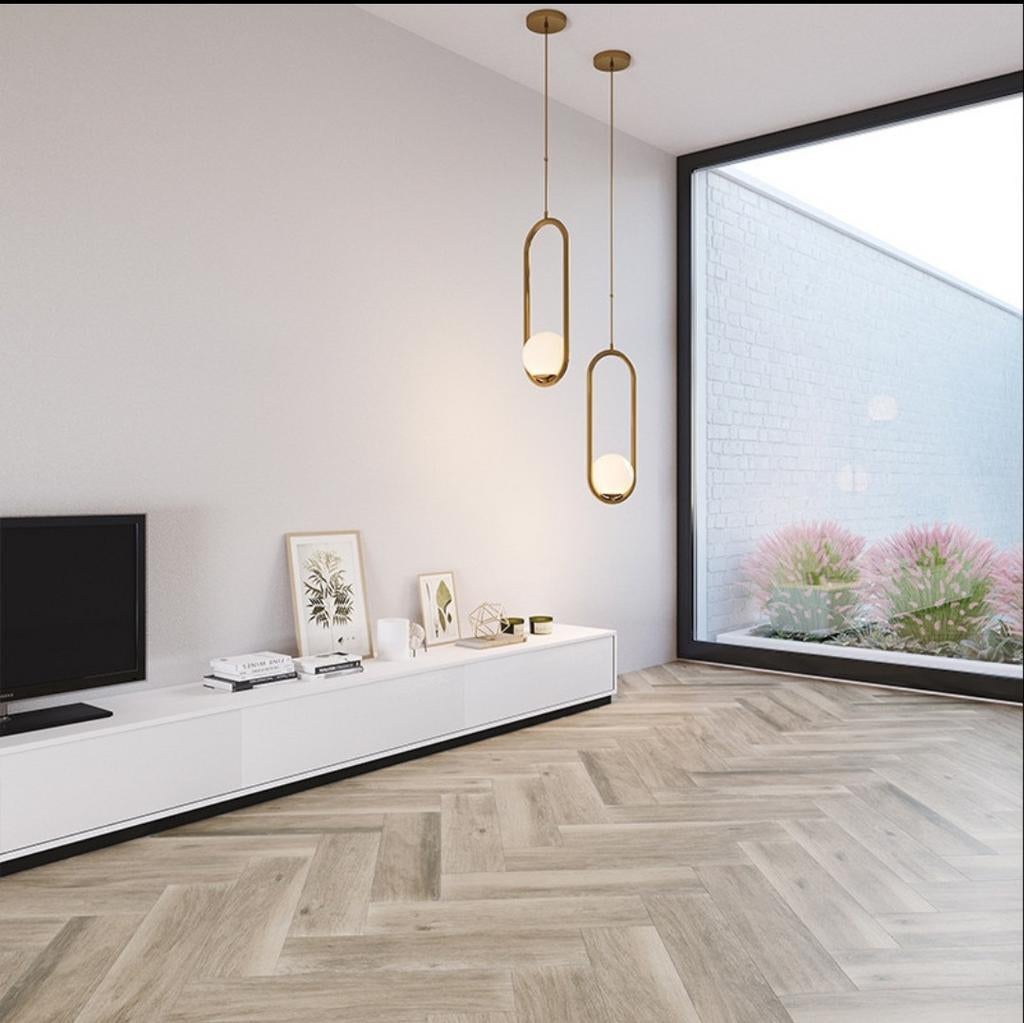 Keramische parkettegel | 15.3x58.9 cm | Pecan Taupe, Doe-het-zelf en Bouw, Steen of Klei, 50 tot 150 cm, Nieuw, 10 m² of meer