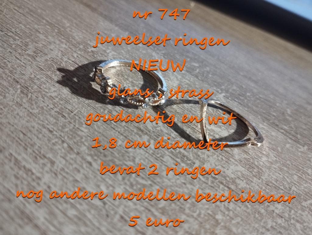 747. Parure de bijoux : bagues, NEUF, frais de port inclus, Neuf, Femme ou Homme, 17 à 18, Blanc
