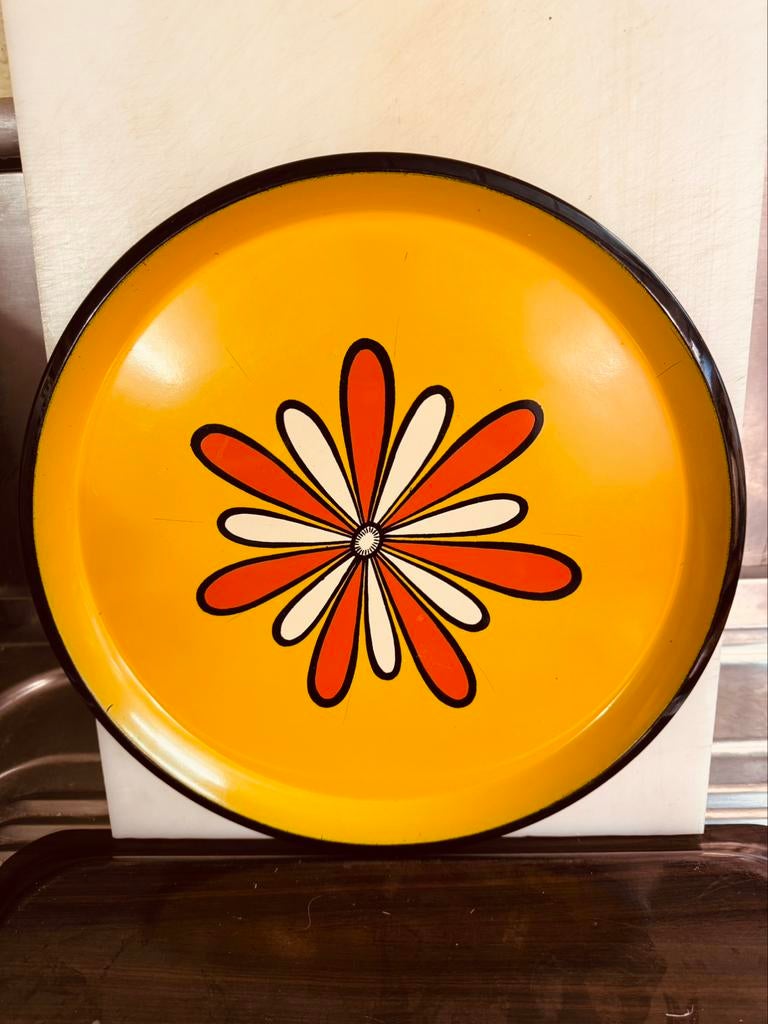 Vitage rond dienblad Fower Power Mid Century, Antiek en Kunst, Ophalen of Verzenden