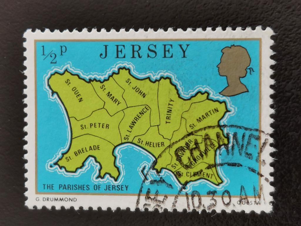 Jersey 1976 - landkaart met 12 parochies, Ophalen of Verzenden, Gestempeld