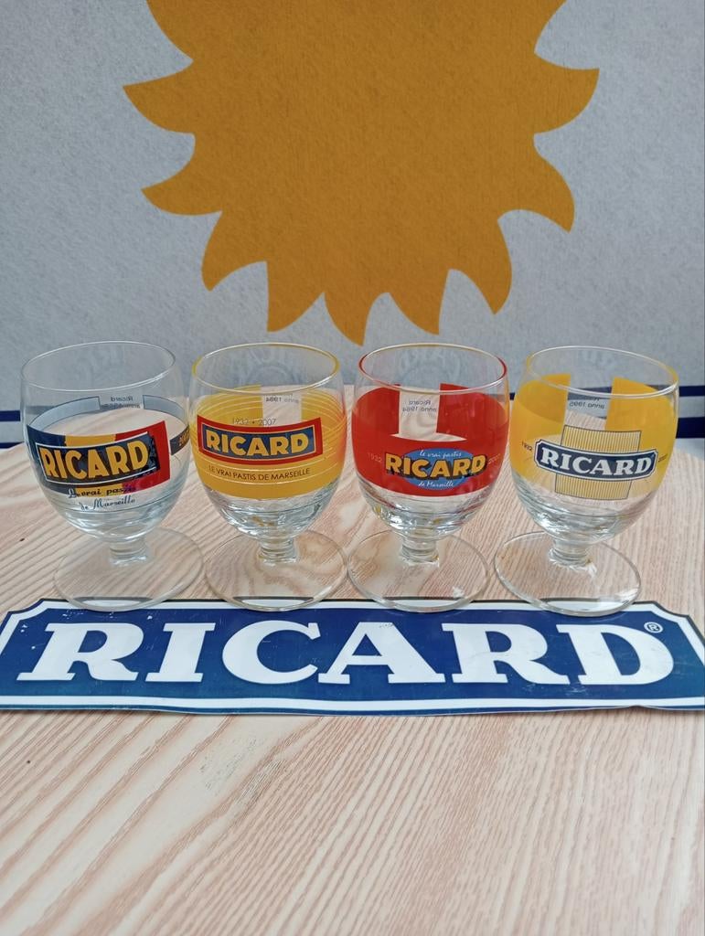 Ricard verzamel glazen 75 jaar bestaan 4 stuks, Ophalen of Verzenden, Nieuw, Waterglas