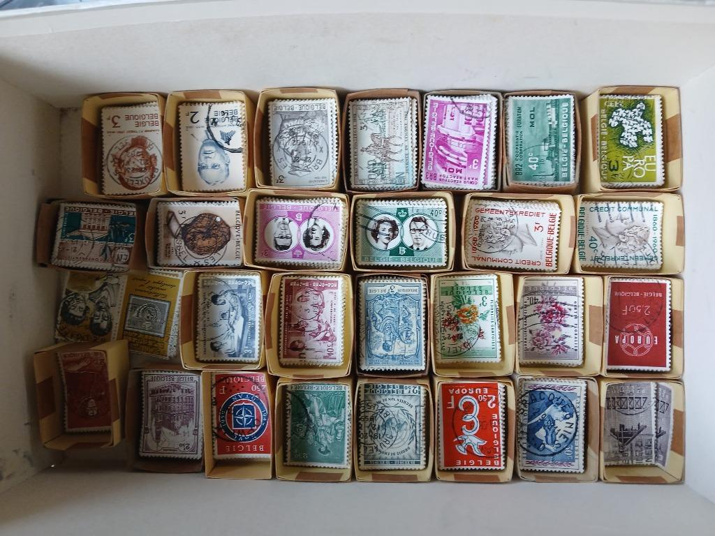 Belgische postzegels 1950-75 in bakjes, Met stempel, Frankeerzegel, Ophalen of Verzenden, Gestempeld