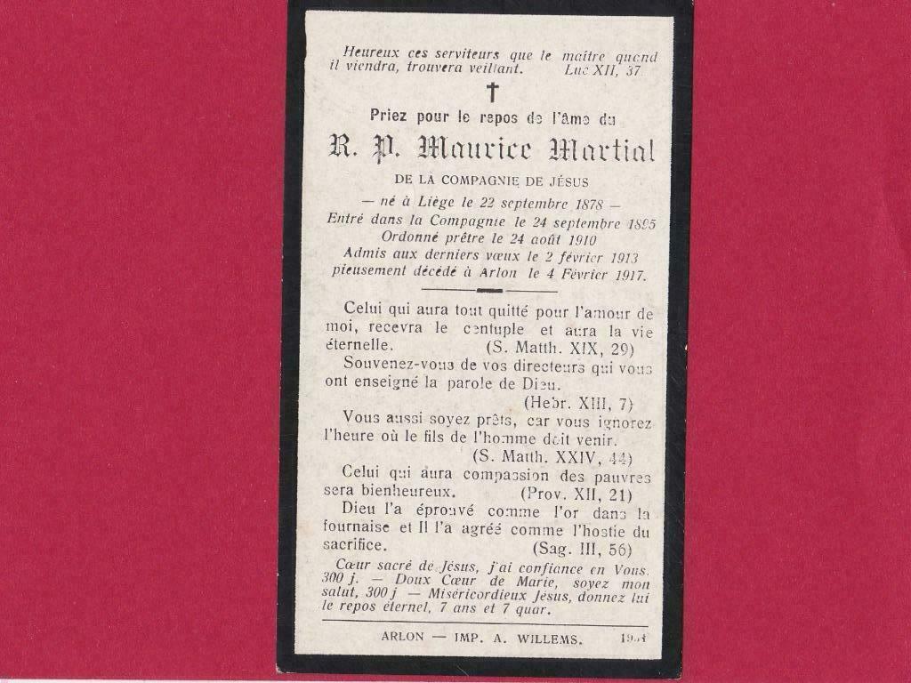 DP Priester Maurice Martial, Verzenden, Bidprentje