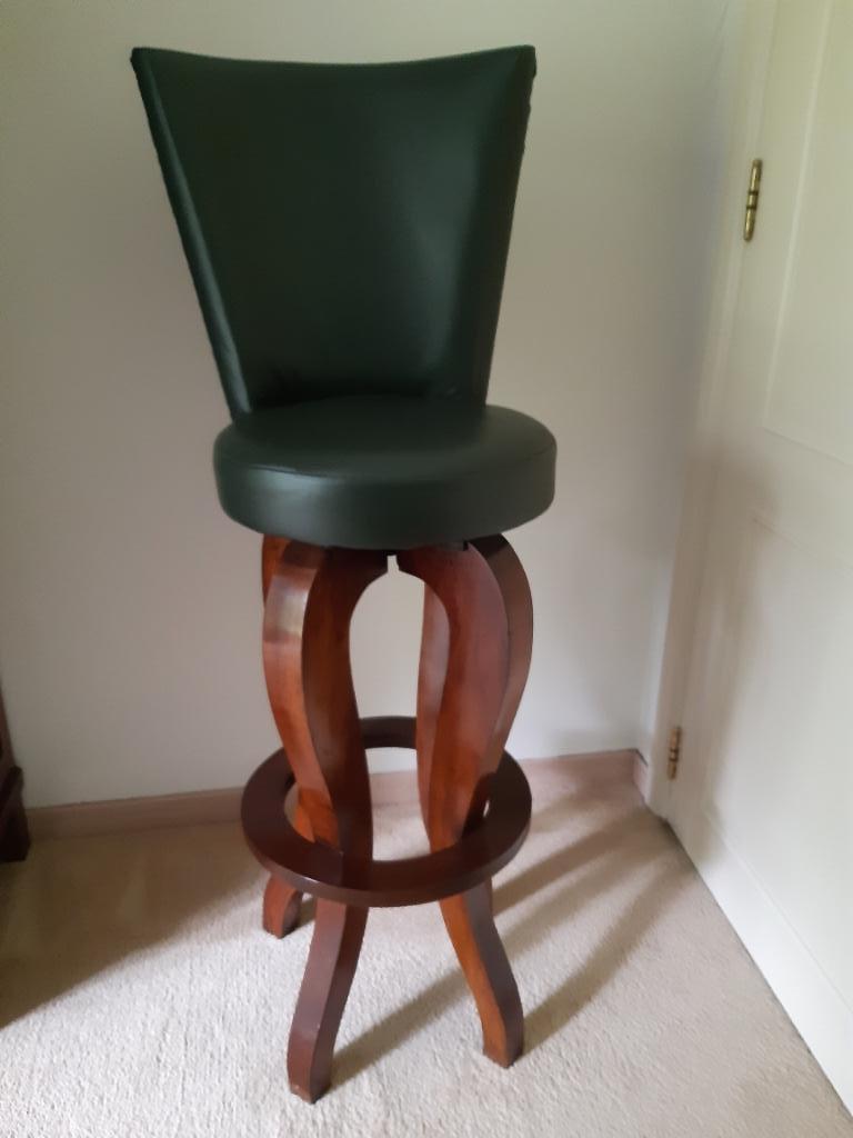 Vintage set de 4 chaises de bar en bois massif, Enlèvement