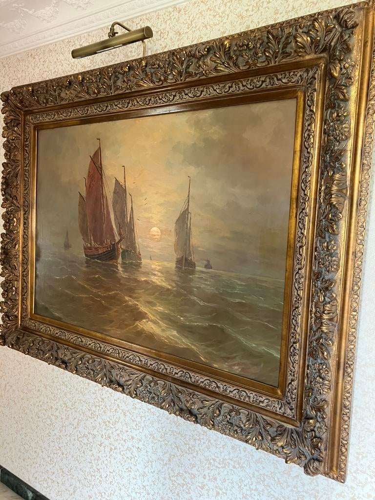 Zeer groot ANTIEK schilderij, Zeezicht., Enlèvement