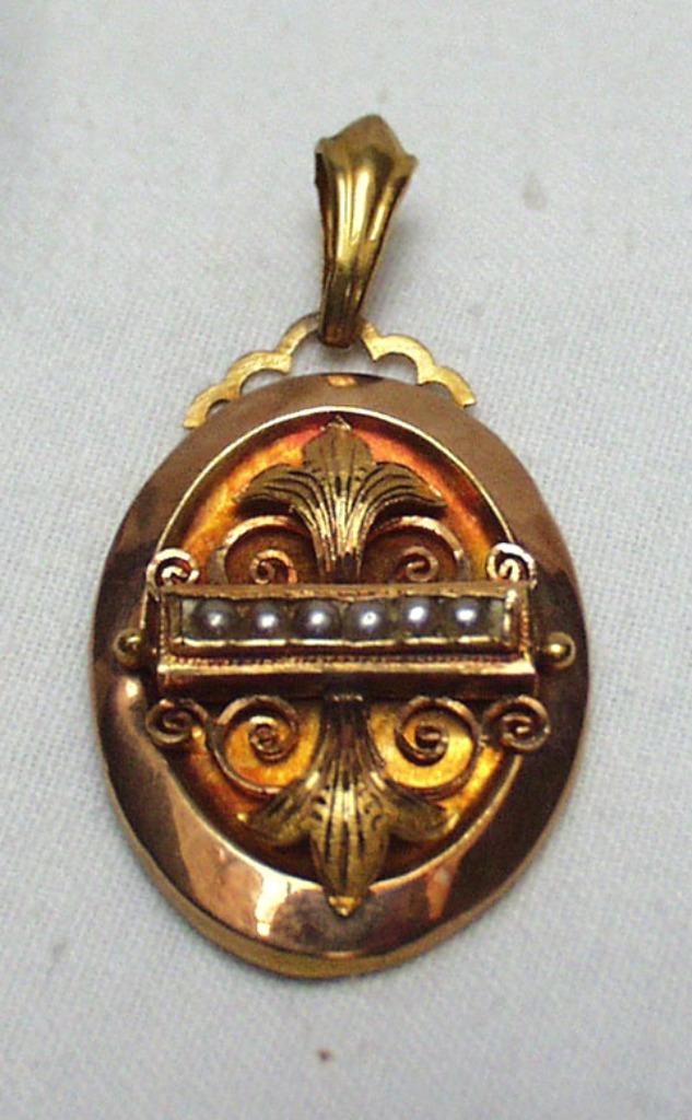 Pendentif or perles flamandes., Enlèvement ou Envoi, Or, Pendentif