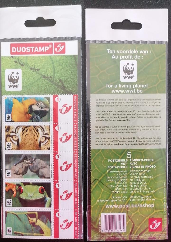 2010-WWF-BIODIVERSITE-5 DUOSTAMP- ARAS-TIGRE, Enlèvement ou Envoi