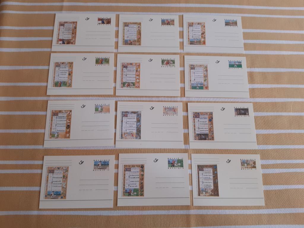 12 geïllustreerde briefkaarten - Miniaturen getijdenboek 97, Ophalen of Verzenden, 1980 tot heden, Ongelopen