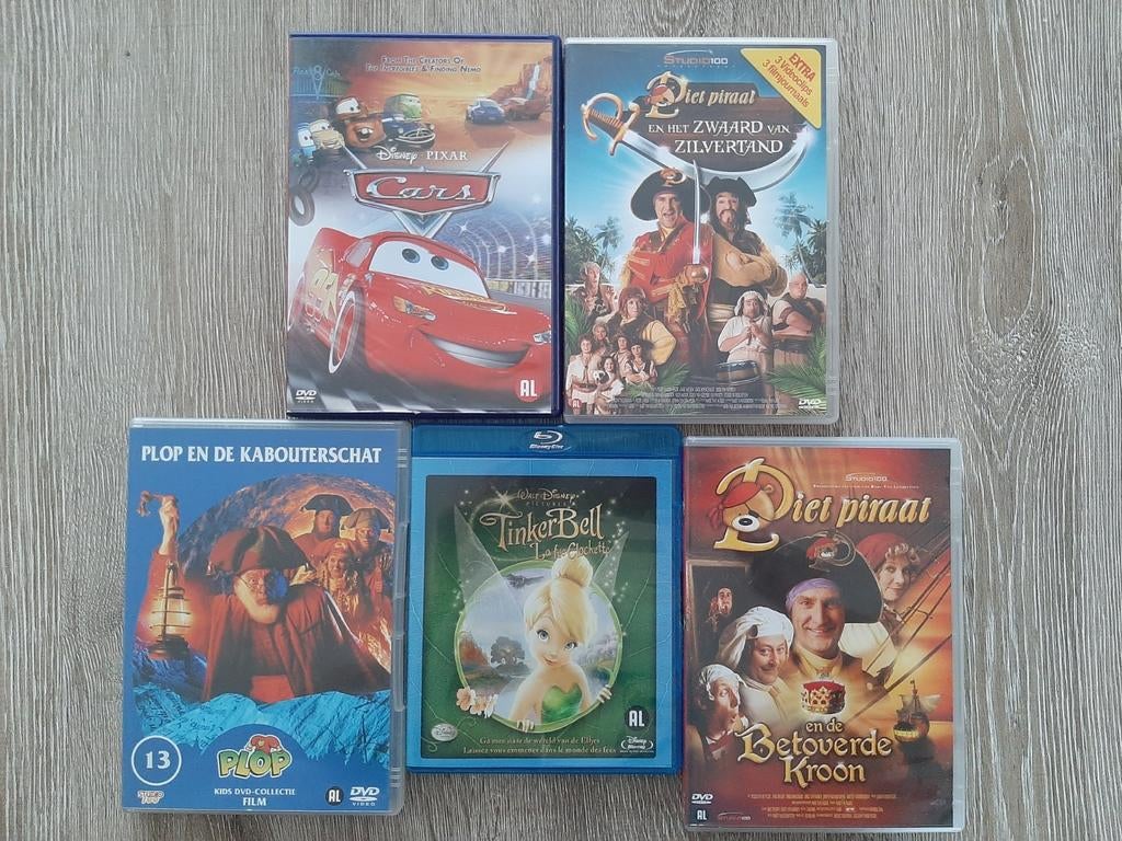 Dvd kinderen Cars, Plop, Piet Piraat en TinkerBell, Ophalen of Verzenden, Gebruikt